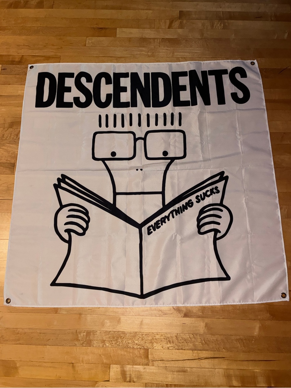 Descendents 'Everything Sucks' White Flag Tapestry Wall Art 4 ft x 4 ft